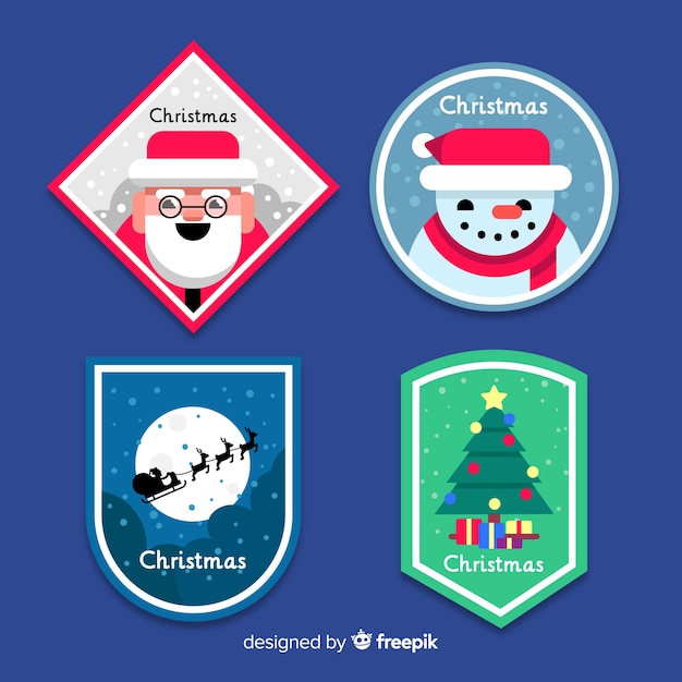 Free vector flat design christmas label collection