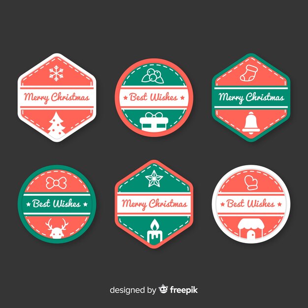 Free vector flat design of christmas label collection