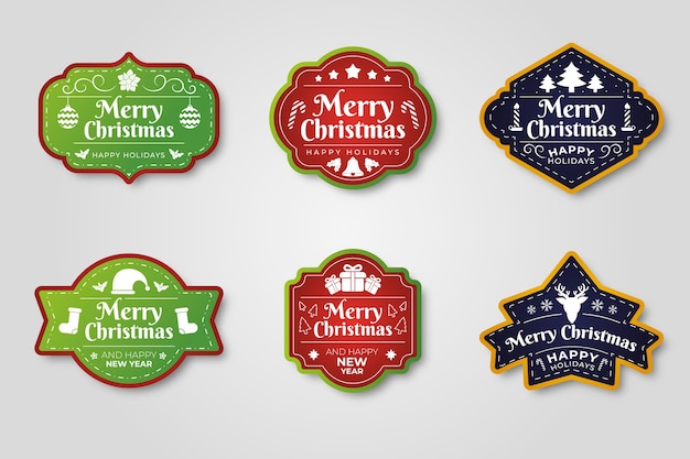 Free vector flat design christmas label collection