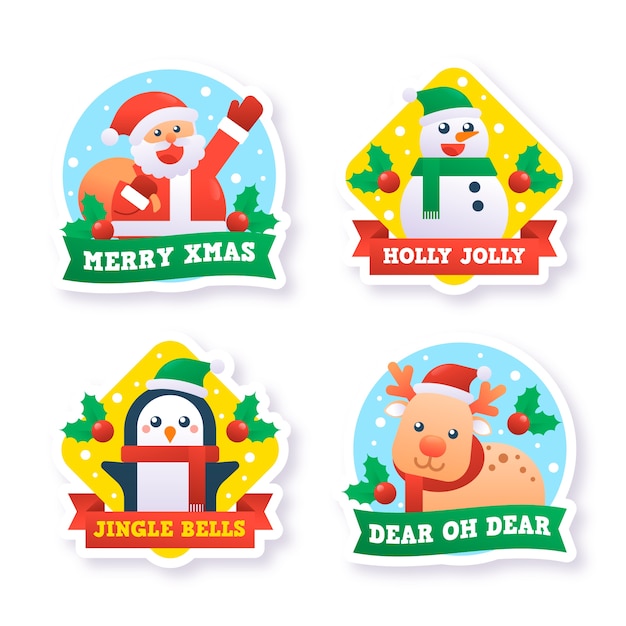 Flat design christmas label collection