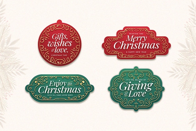 Flat design christmas label collection