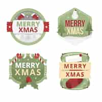 Free vector flat design christmas label set