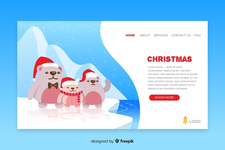 Free Vector flat design christmas landing page template