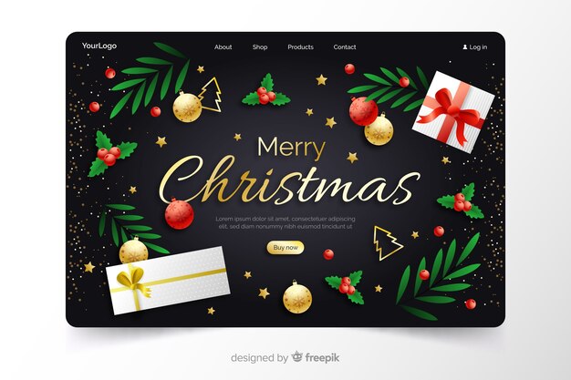 Flat design christmas landing page template