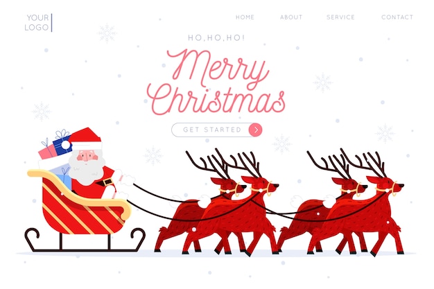 Flat design christmas landing page template