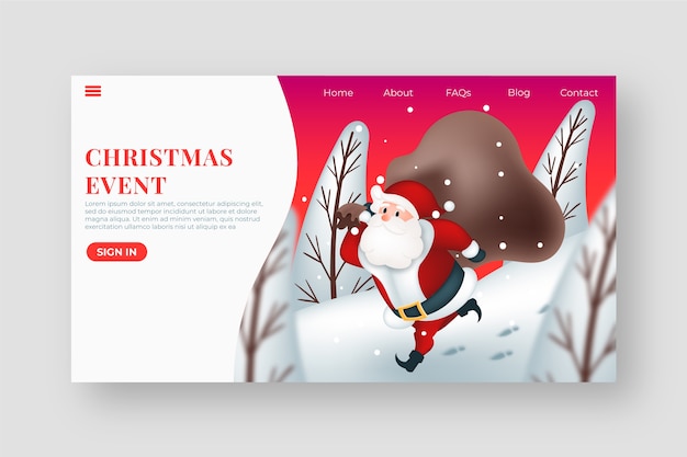 Flat design christmas landing page template