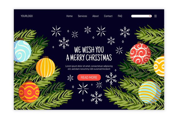 Flat design christmas landing page template