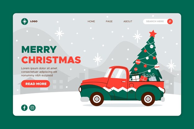 Flat design christmas landing page template