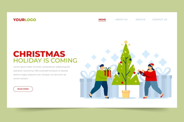 Free vector flat design christmas landing page template