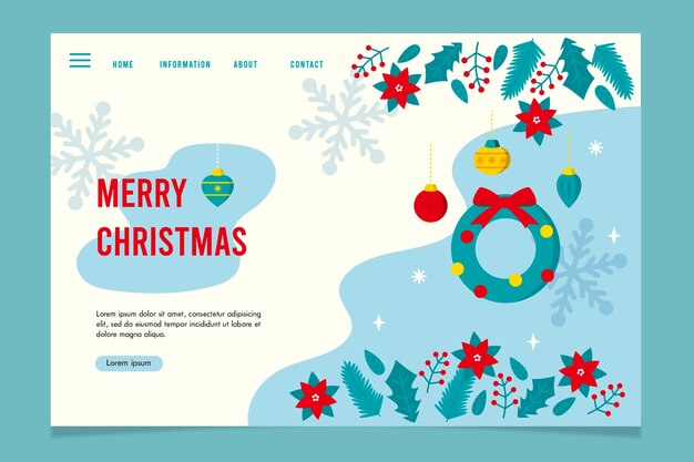 Flat design christmas landing page template