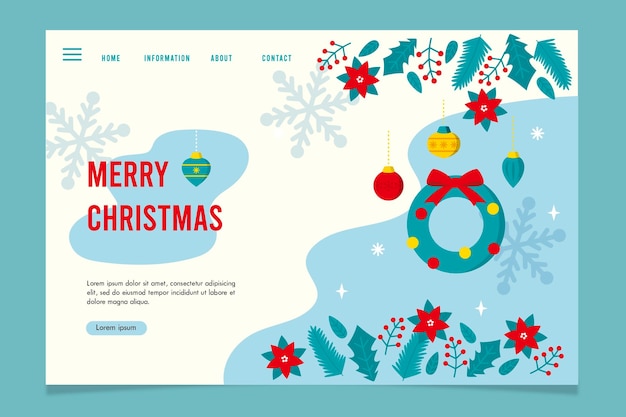 Flat design christmas landing page template