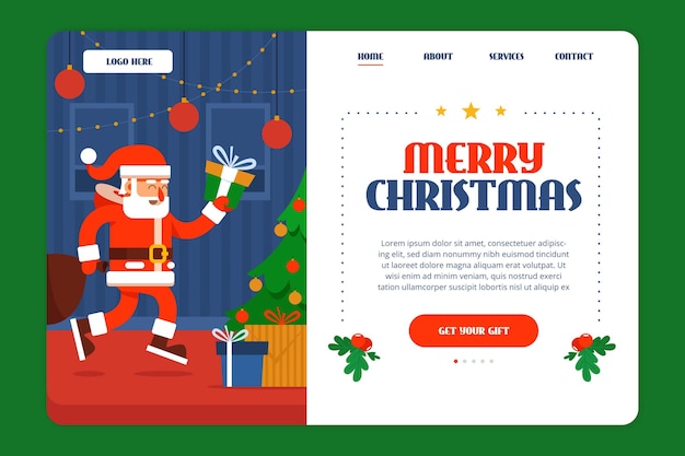 Free vector flat design christmas landing page template