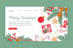 Бесплатное векторное изображение Плоский дизайн рождественского шаблона целевой страницы