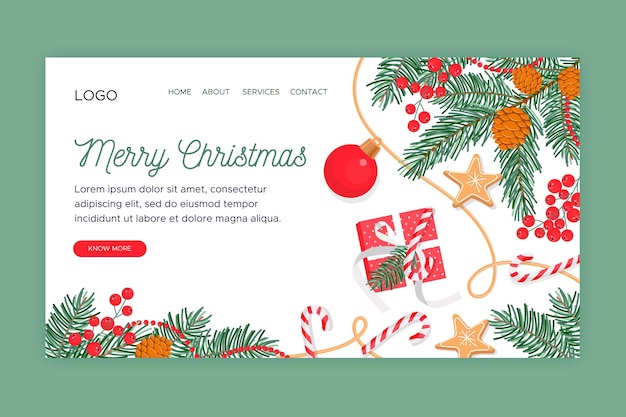 Flat design christmas landing page template