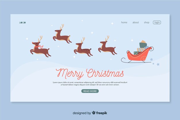 Flat design christmas landing page