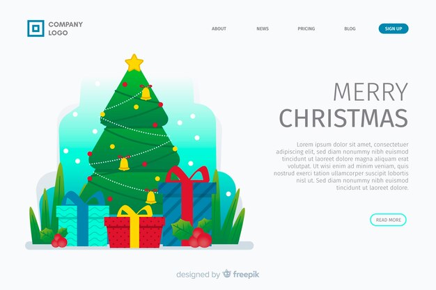 フラットデザインのクリスマスランディングページ