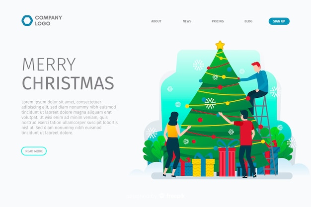 Free vector flat design christmas landing page