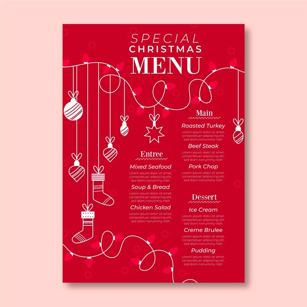 Flat design christmas menu template