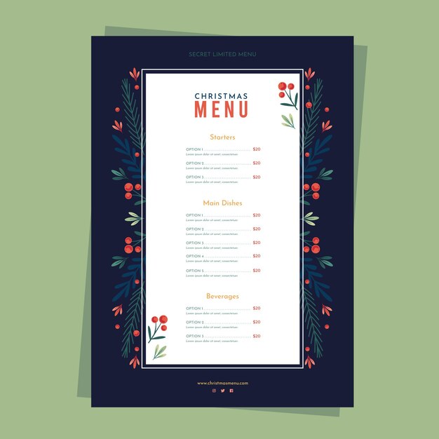 Flat design christmas menu template