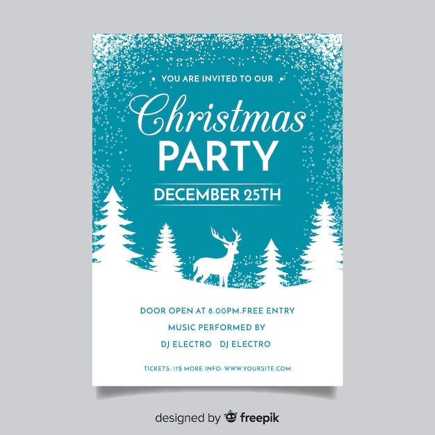 Free vector flat design christmas party poster template