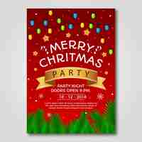 Free vector flat design christmas party poster template