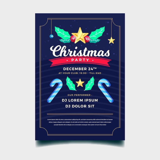 Free vector flat design christmas party poster