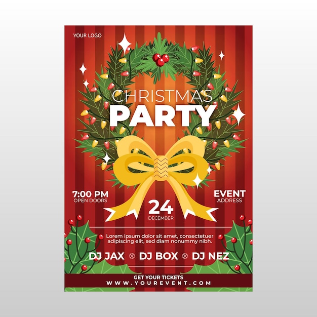 Flat design christmas party template poster