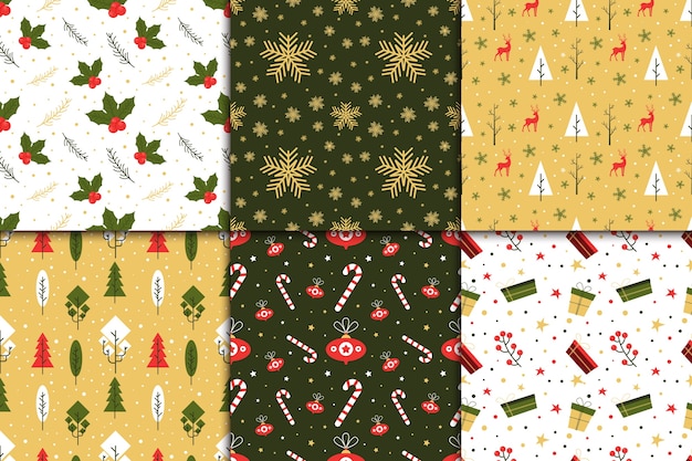 Free vector flat design christmas pattern collection