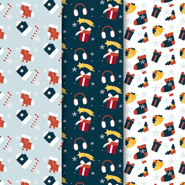 Free vector flat design christmas pattern collection