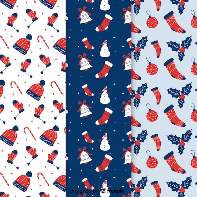 Flat design christmas pattern collection