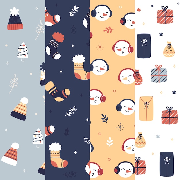 Free vector flat design christmas pattern collection