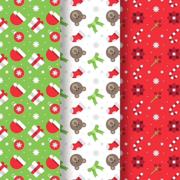 Flat design christmas pattern collection