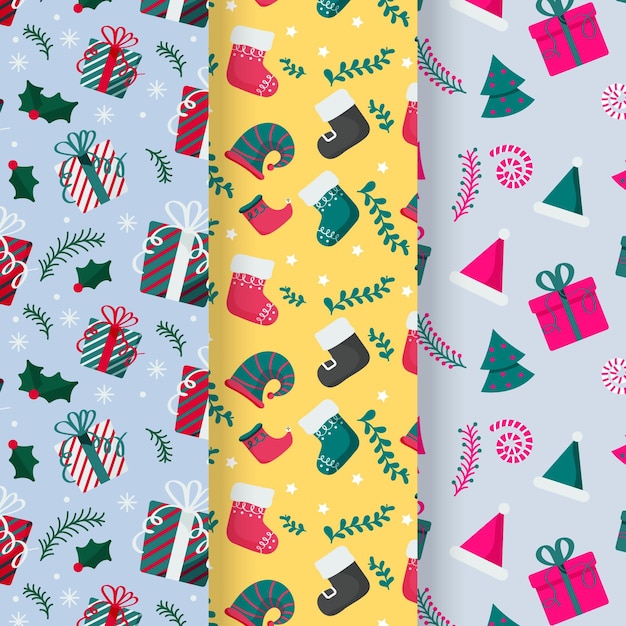 Free vector flat design christmas pattern collection