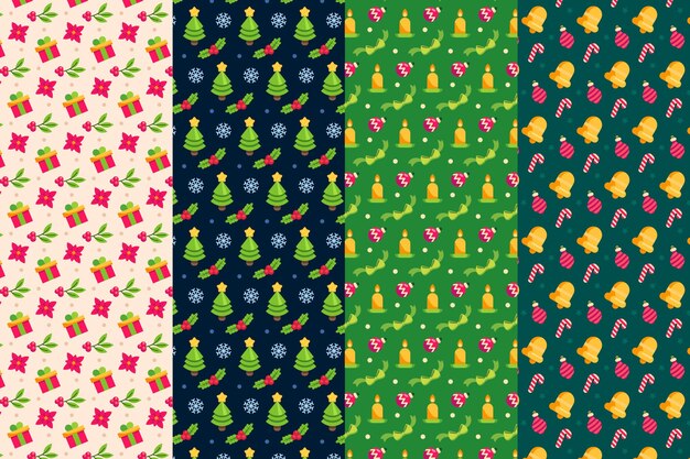 Flat design christmas pattern collection