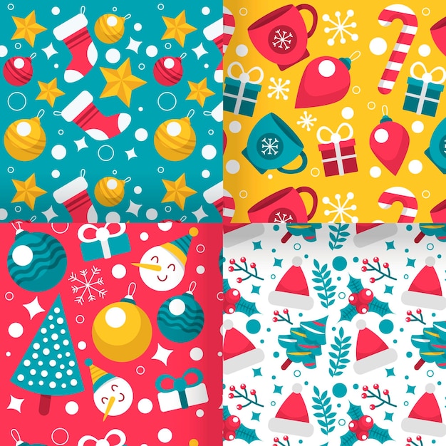 Free vector flat design christmas pattern collection