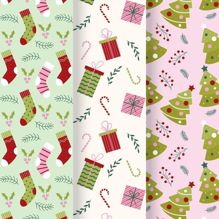Free Vector flat design christmas pattern collection