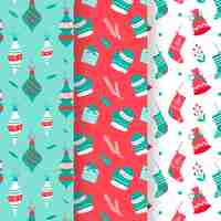 Free vector flat design christmas pattern set