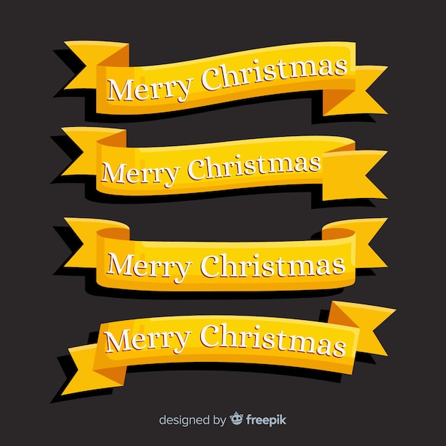 Free vector flat design christmas ribbon collection