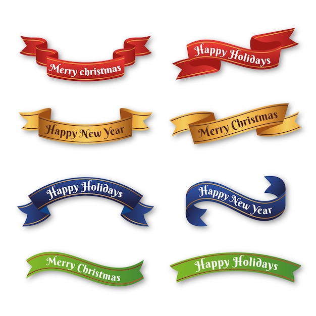 Free vector flat design christmas ribbon collection