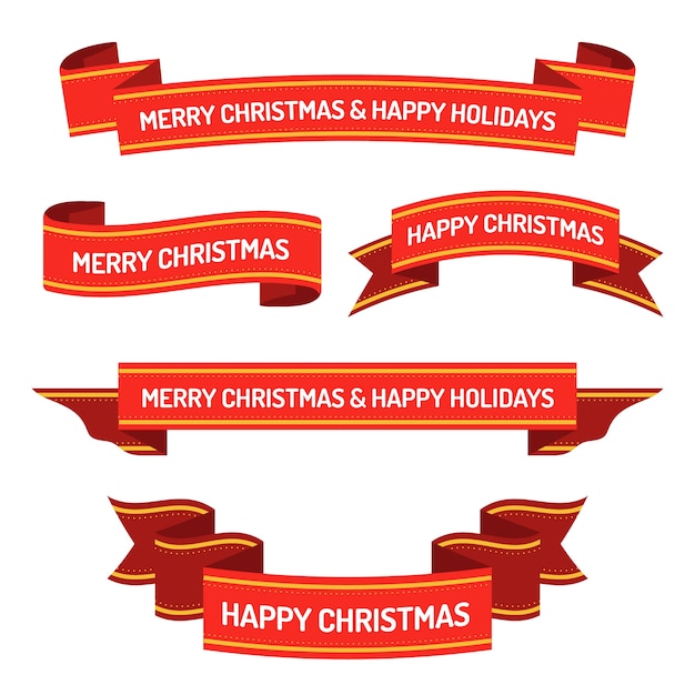 Free vector flat design christmas ribbon collection