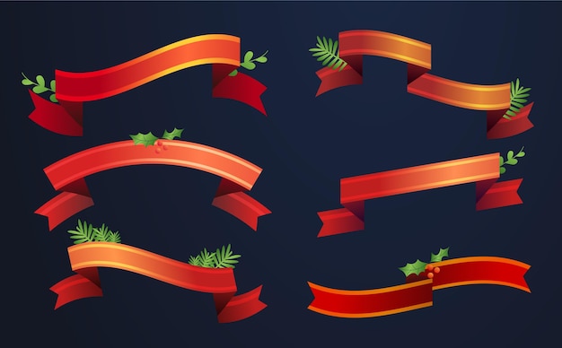 Бесплатное векторное изображение Рождественская коллекция лент в плоском дизайне