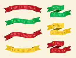 Free vector flat design christmas ribbon collection