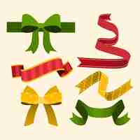 Free vector flat design christmas ribbon collection