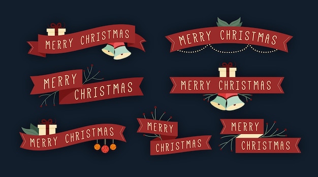 Бесплатное векторное изображение Рождественская коллекция лент в плоском дизайне