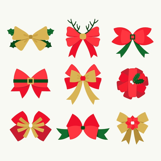 Free vector flat design christmas ribbon pack