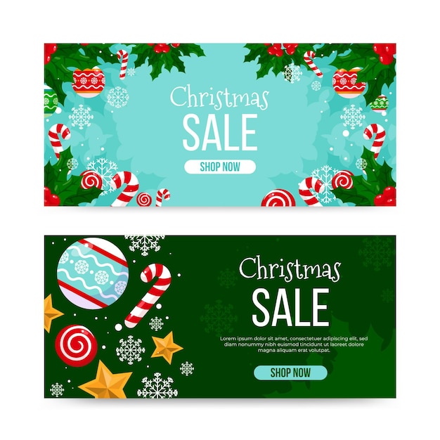 Flat design christmas sale banner template