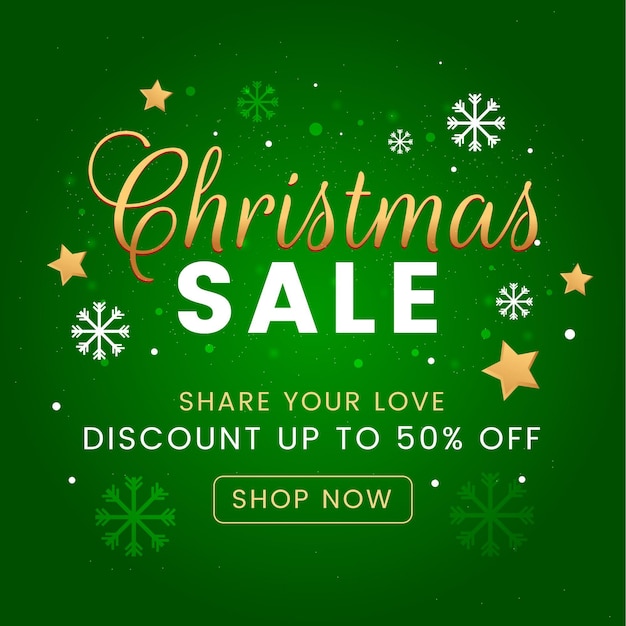 Бесплатное векторное изображение Плоский дизайн рождественская распродажа баннер со звездами