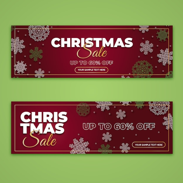 Flat design christmas sale banners template