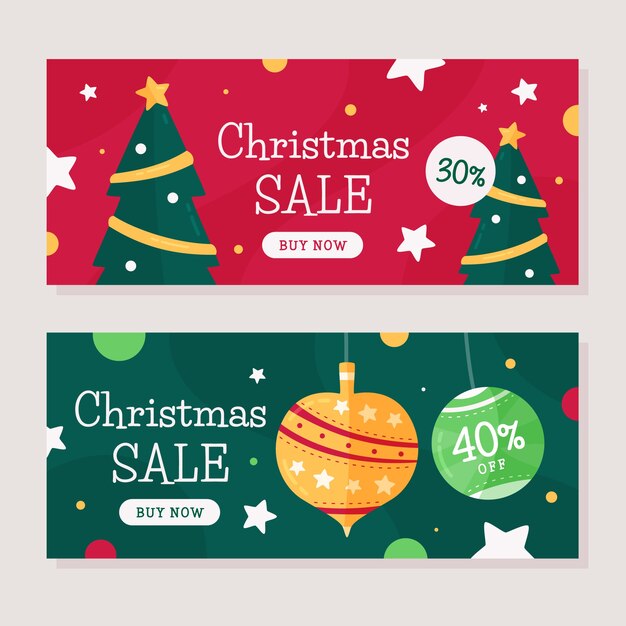 flat design christmas sale banners template