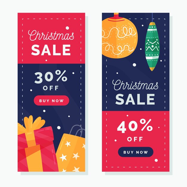 Flat design christmas sale banners template